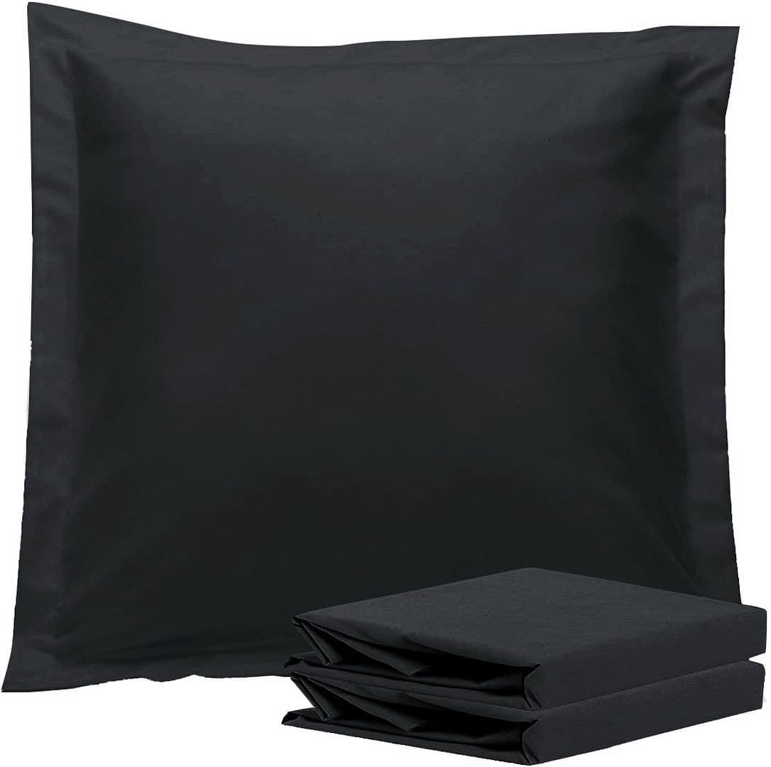 1000TC Premium Ultra Soft European Pillowcases 2-Pack Black-Home & Garden > Bedding-PEROZ Accessories