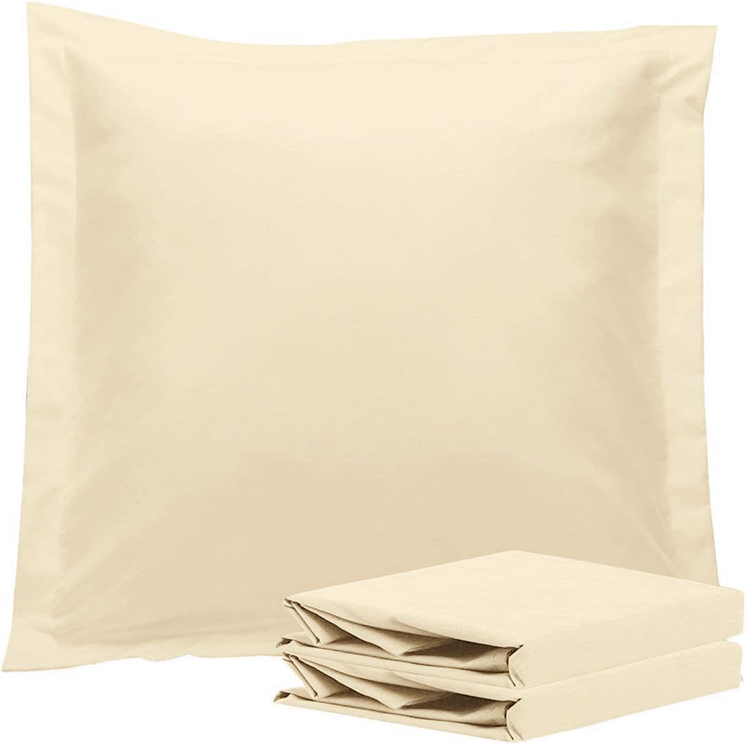 1000TC Premium Ultra Soft European Pillowcases 2-Pack Yellow Cream-Home & Garden > Bedding-PEROZ Accessories