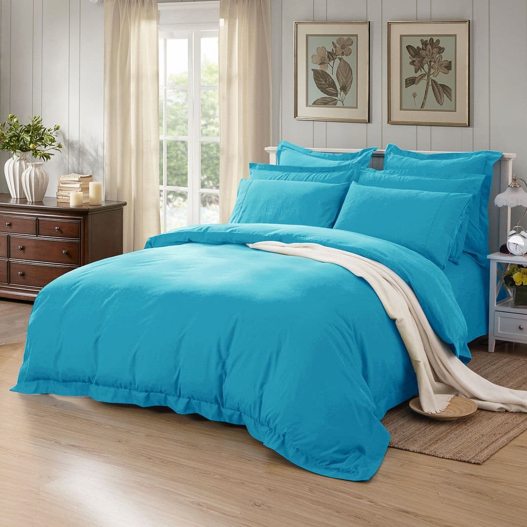 1000TC Tailored King Single Size Light Blue Duvet Doona Quilt Cover Set-Home & Garden > Bedding-PEROZ Accessories