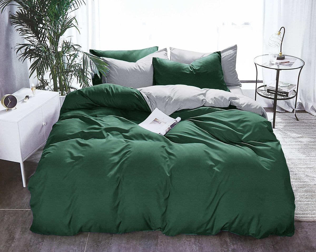 1000TC Reversible King Size Green and Grey Duvet Doona Quilt Cover Set-Home & Garden > Bedding-PEROZ Accessories
