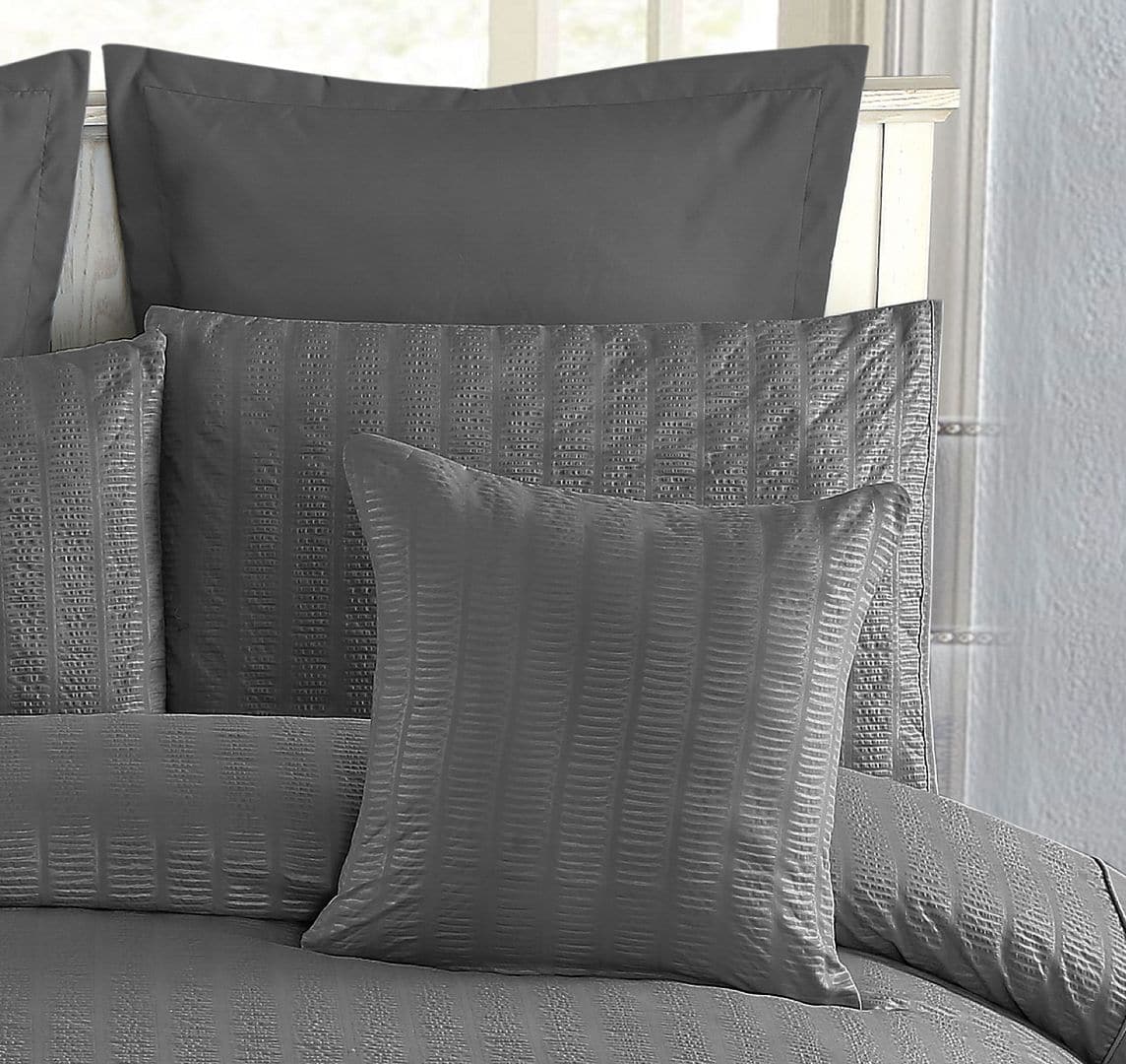 1000TC Premium Ultra Soft Seersucker Cushion Covers - 2 Pack - Charcoal-Home & Garden > Bedding-PEROZ Accessories
