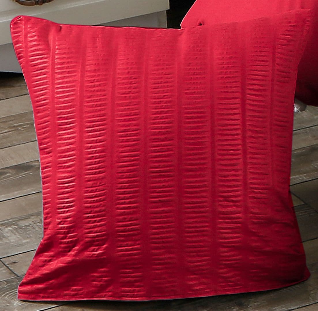 1000TC Premium Ultra Soft Seersucker Cushion Covers - 2 Pack - Red-Home & Garden > Bedding-PEROZ Accessories