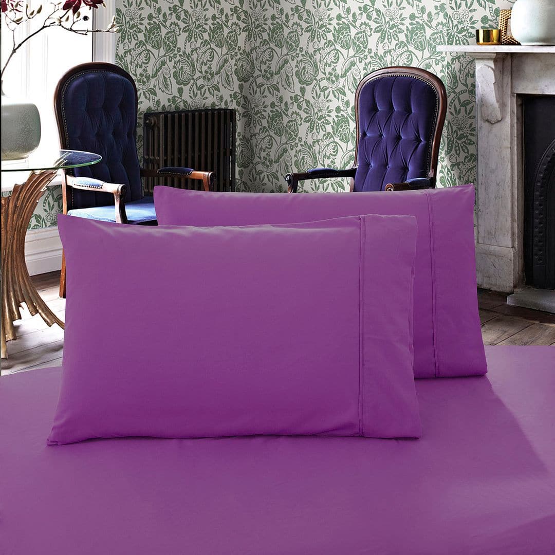 1000TC Premium Ultra Soft Standrad size Pillowcases 2-Pack - Purple-Home & Garden > Bedding-PEROZ Accessories