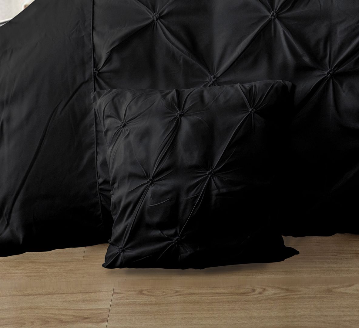 Diamond Pintuck Premium Ultra Soft Cushion Covers 2-Pack - Black-Home & Garden > Bedding-PEROZ Accessories