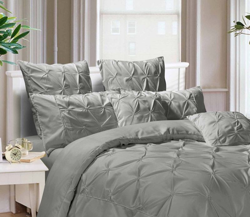 Diamond Pintuck Premium Ultra Soft King size Pillowcases 2-Pack - Grey-Home & Garden > Bedding-PEROZ Accessories