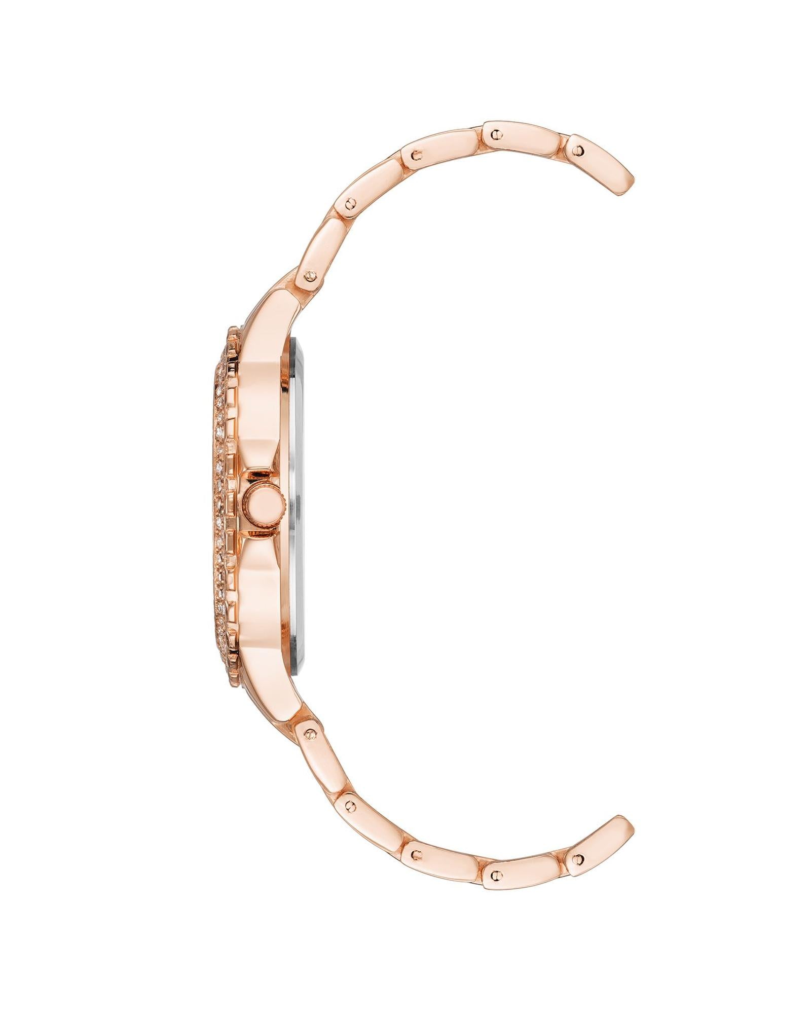Rose Gold Fashion Watch with Rhine Stone Facing One Size Women-Women&