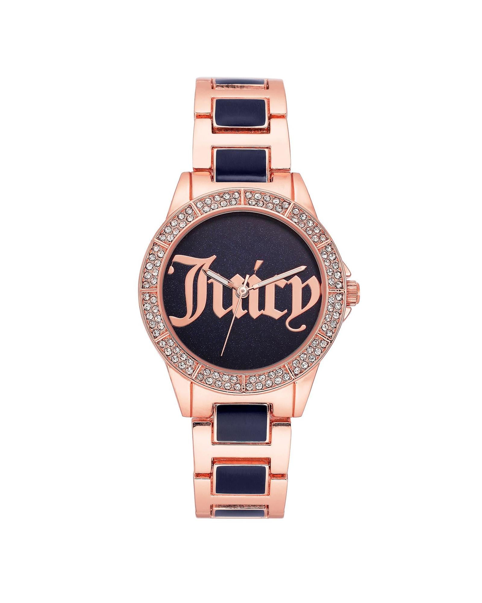 Rose Gold Analog Fashion Watch with Rhinestone Facing One Size Women-Women&