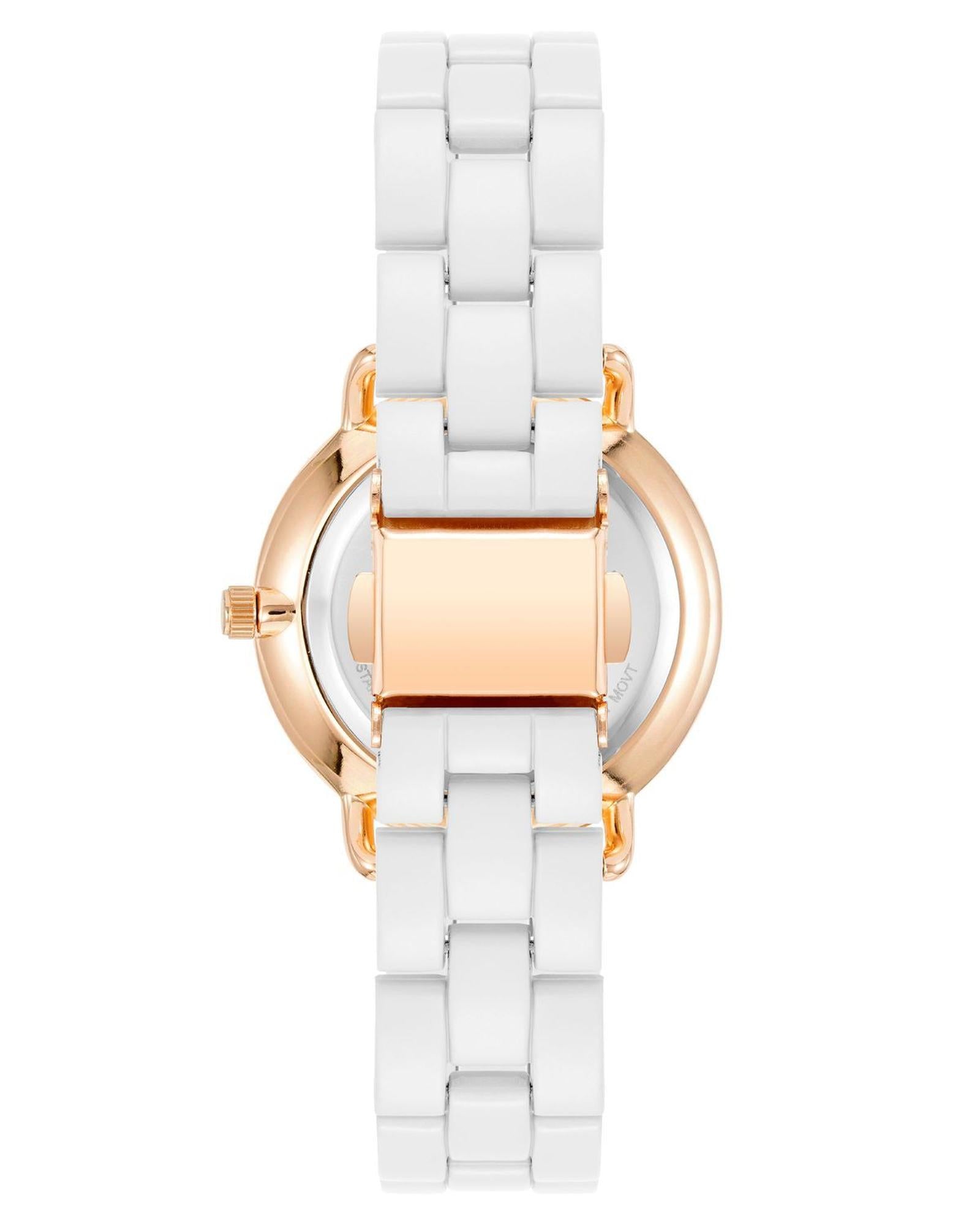 Rose Gold Fashion Watch with Rhine Stone Facing One Size Women-Women&