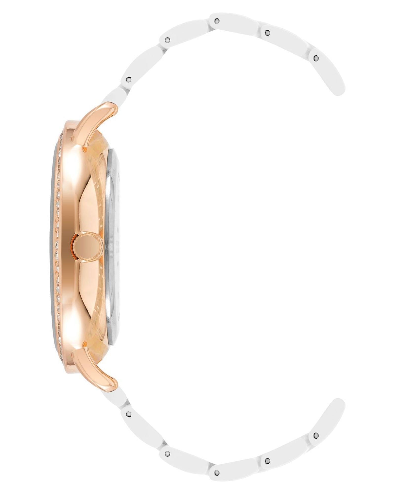 Rose Gold Fashion Watch with Rhine Stone Facing One Size Women-Women&