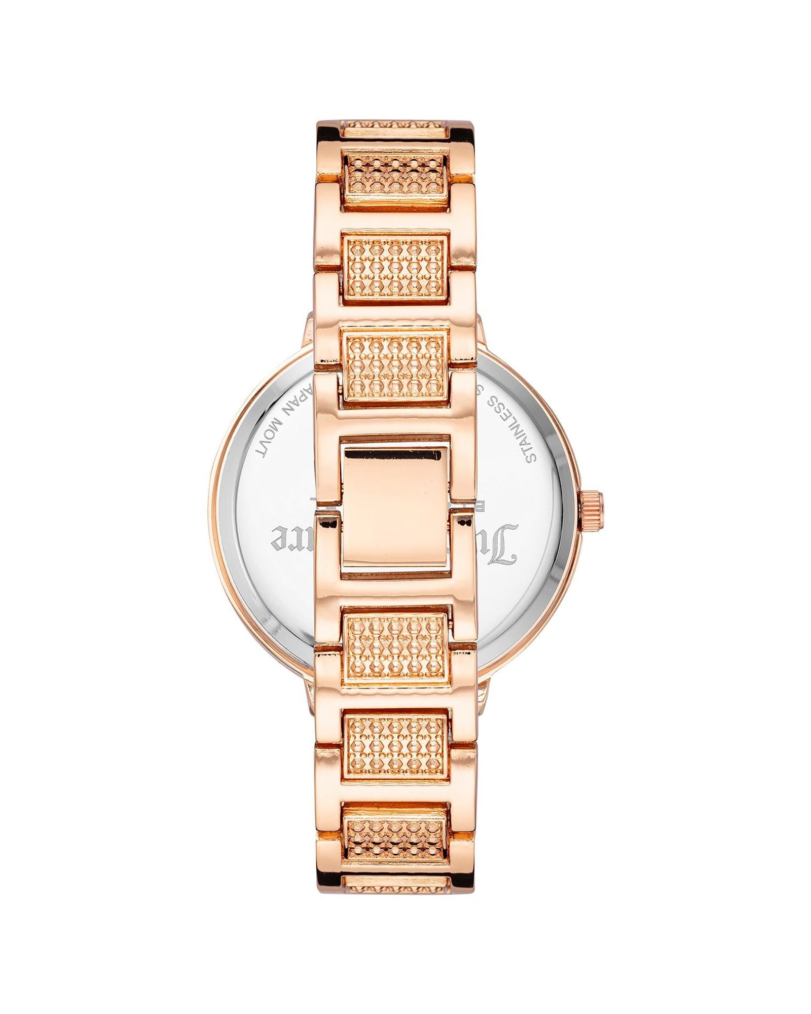 Rose Gold Metal Fashion Watch with Rhine Stone Facing One Size Women-Women&