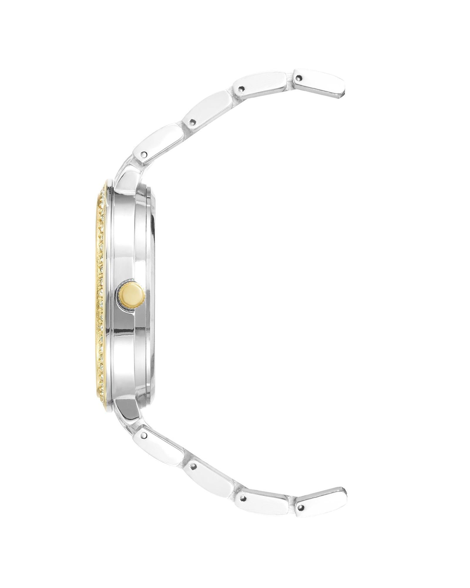 Silver Analog Fashion Watch with Rhinestone Facing One Size Women-Women&
