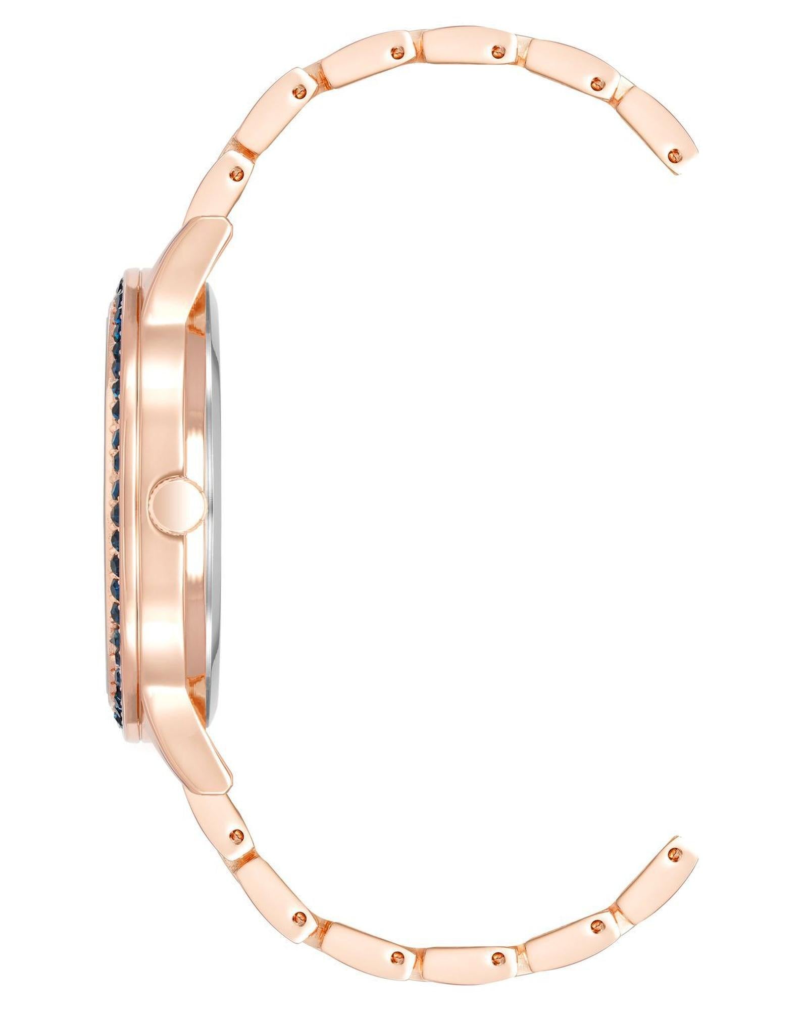 Rose Gold Analog Fashion Watch with Rhinestone Detail One Size Women-Women&