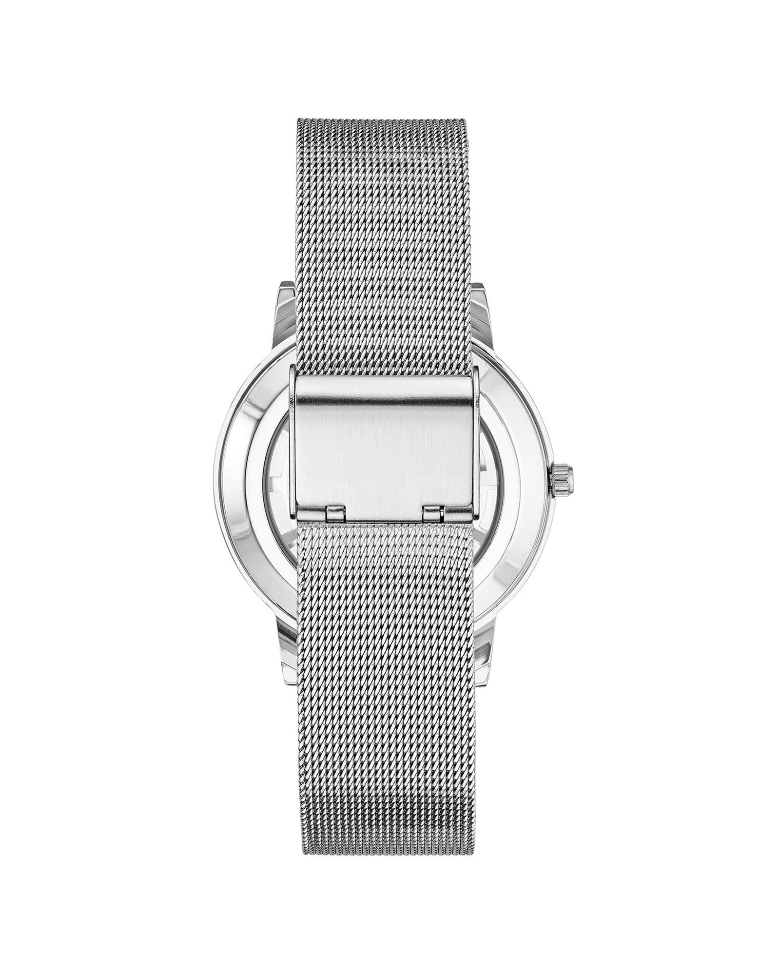 Silver Analog Quartz Bangle Watch with Rhinestone Detail One Size Women-Women&