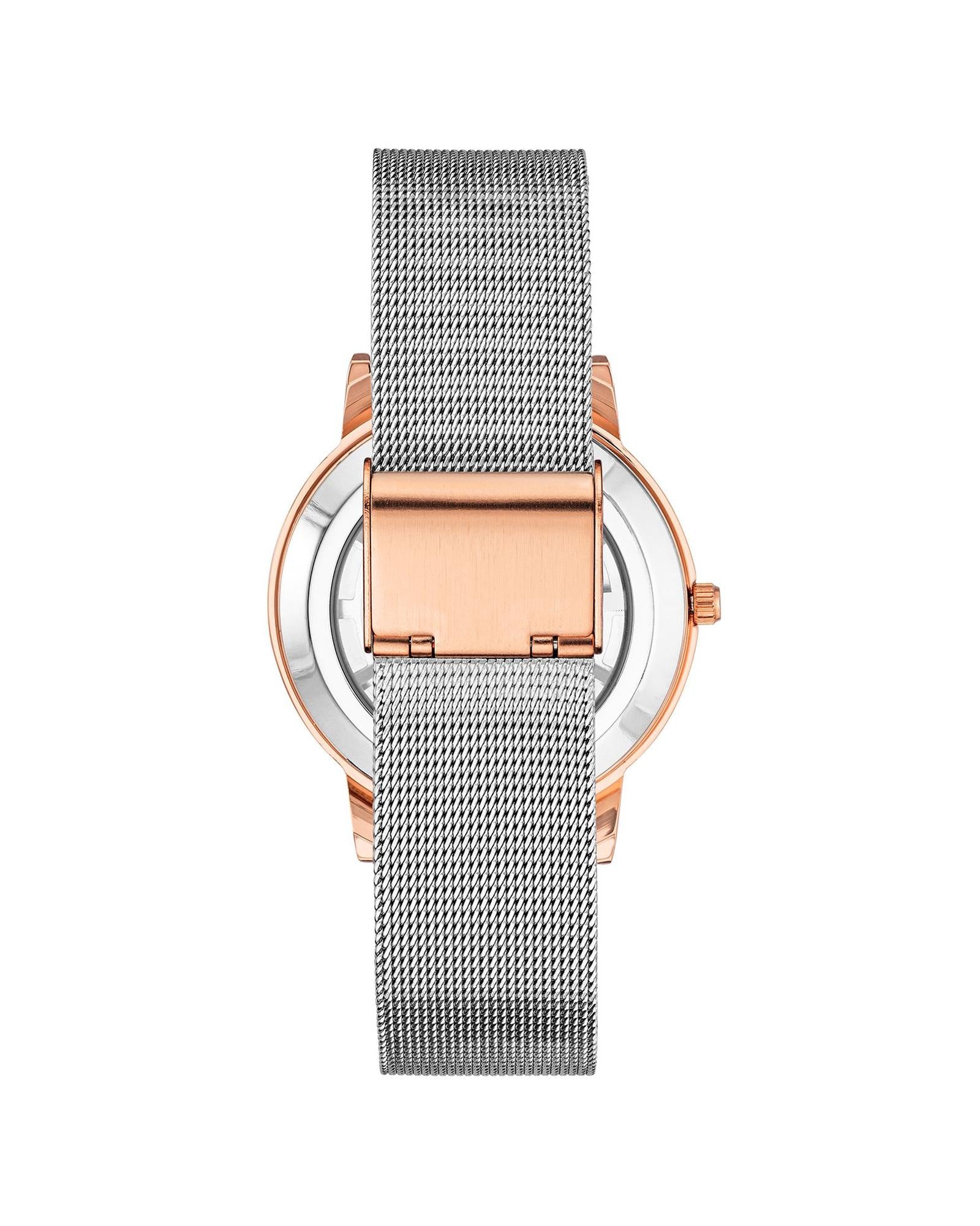 Rose Gold Bangle Watch with Rhinestone Detail One Size Women-Women&