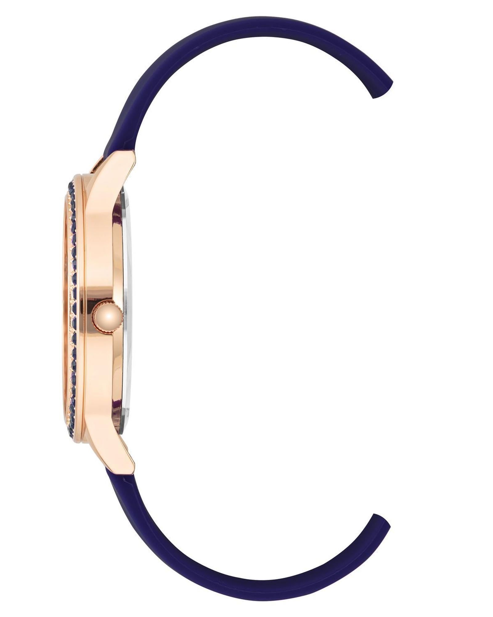 Rose Gold Analog Fashion Watch with Rhinestone Facing One Size Women-Women&