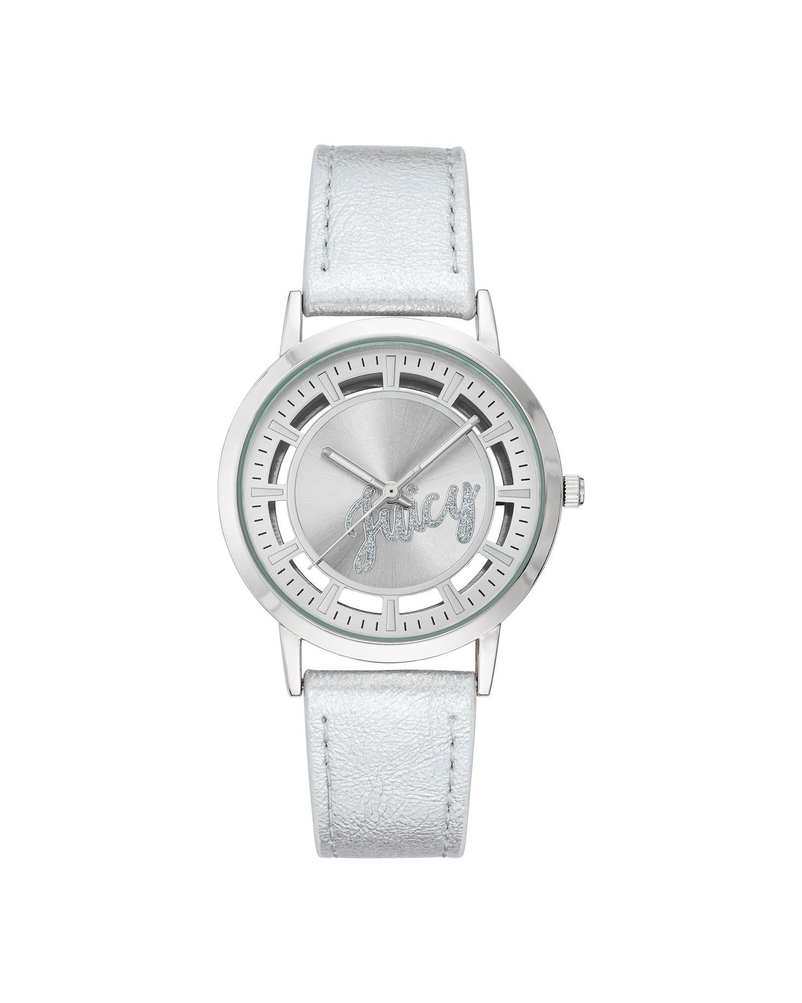 Silver Analog Fashion Watch with Rhinestone Facing One Size Women-Women&
