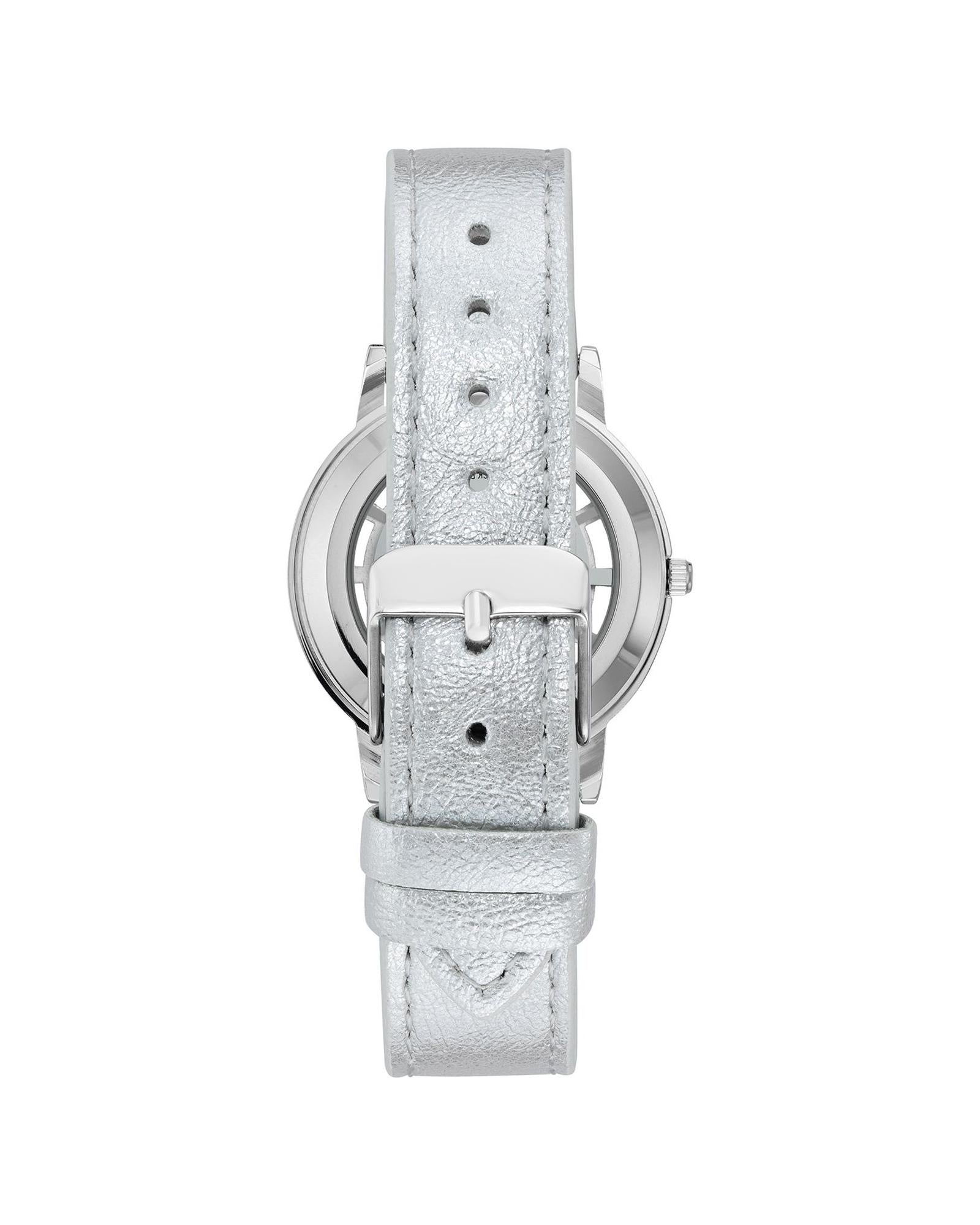 Silver Analog Fashion Watch with Rhinestone Facing One Size Women-Women&