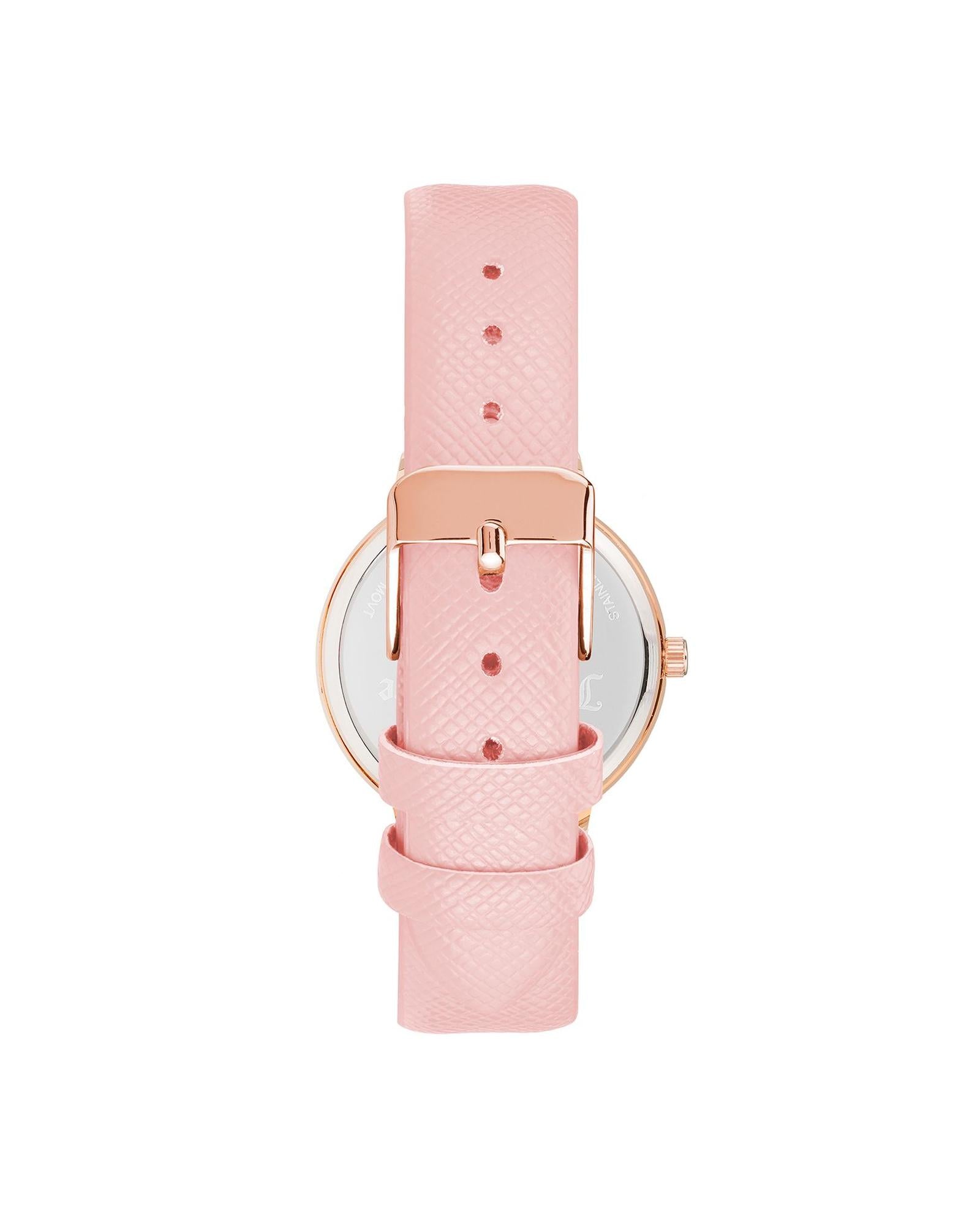 Rose Gold Rhinestone Fashion Watch with Leatherette Strap One Size Women-Women&