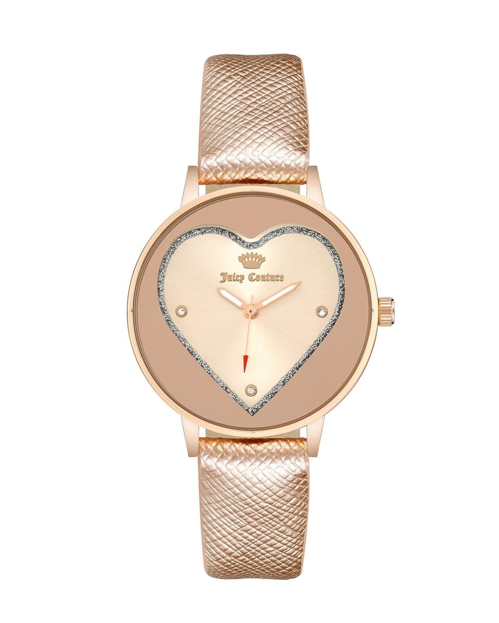 Rose Gold Rhinestone Fashion Analog Watch with Leatherette Strap One Size Women-Women&