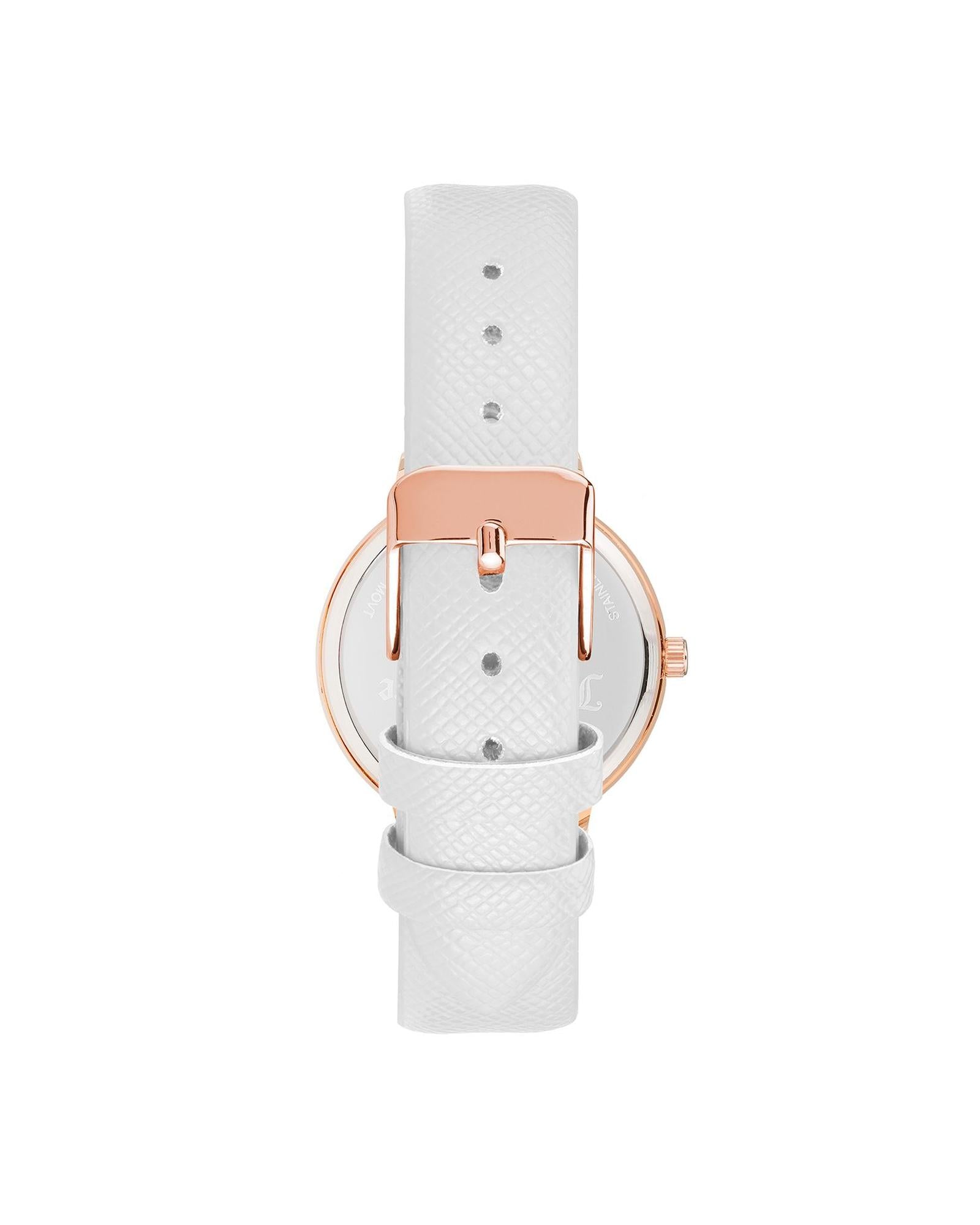 Rose Gold Analog Fashion Watch with Rhinestone Facing One Size Women-Women&