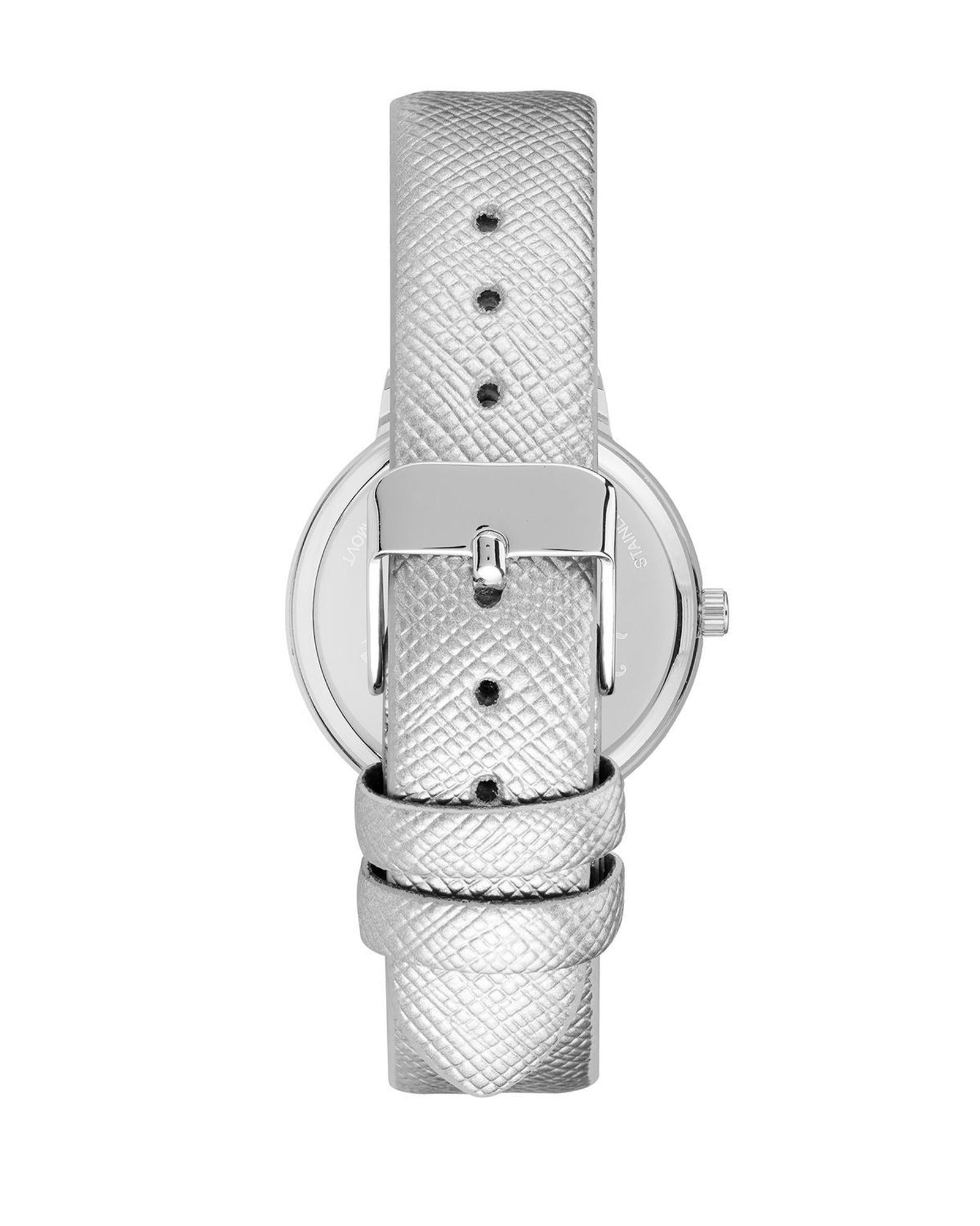 Silver Fashion Watch with Rhinestone Detail One Size Women-Women&