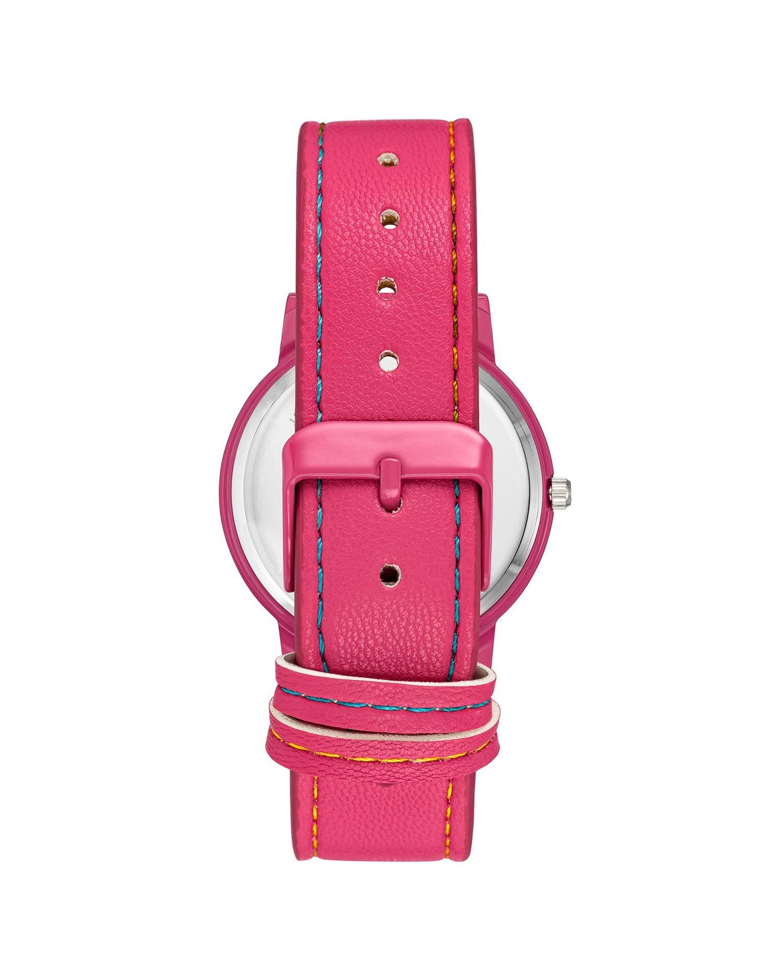 Womens Pink Analog Fashion Watch with Rhinestone Facing One Size Women-Women&