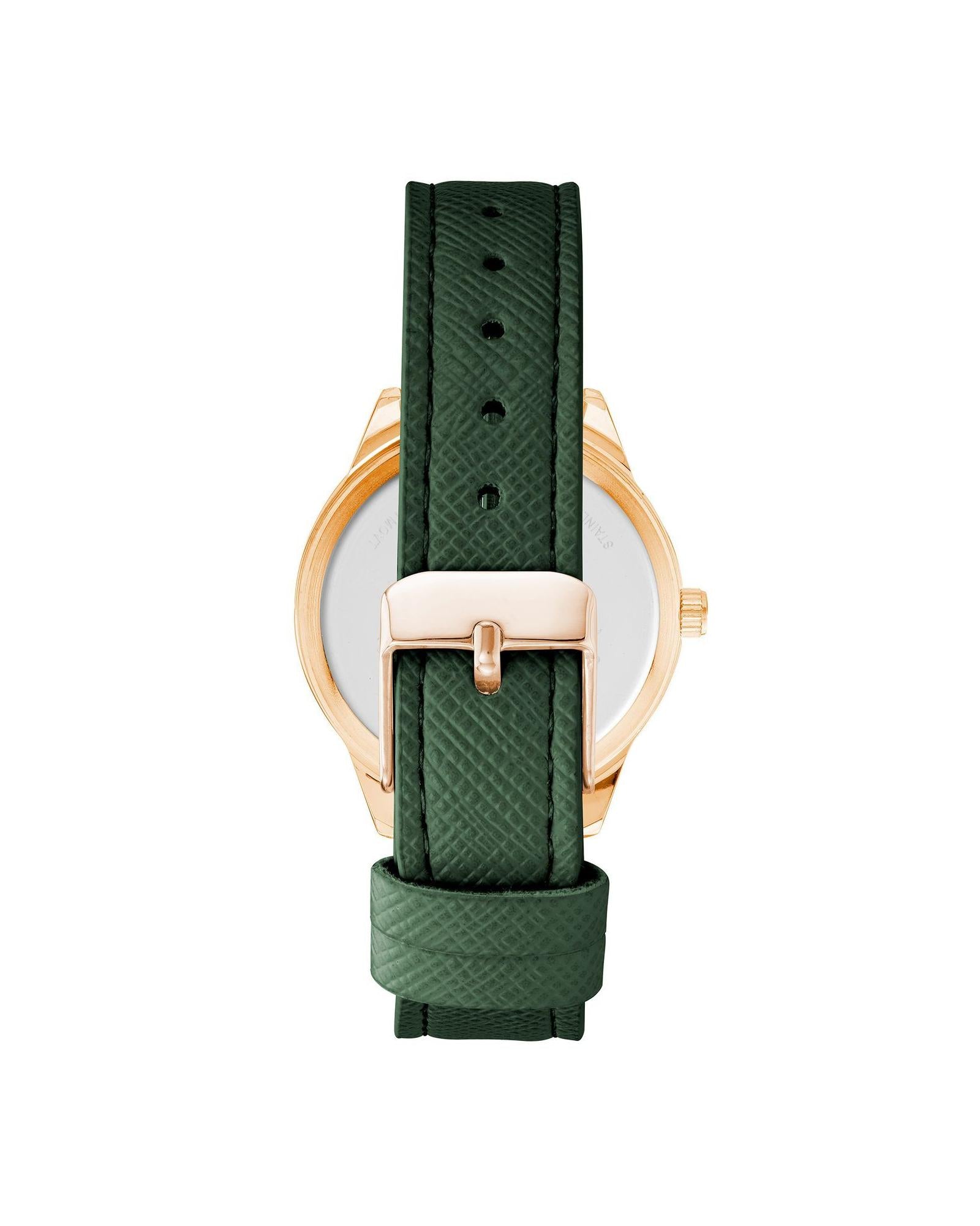 Rose Gold Analog Fashion Watch with Rhine Stone Detail One Size Women-Women&
