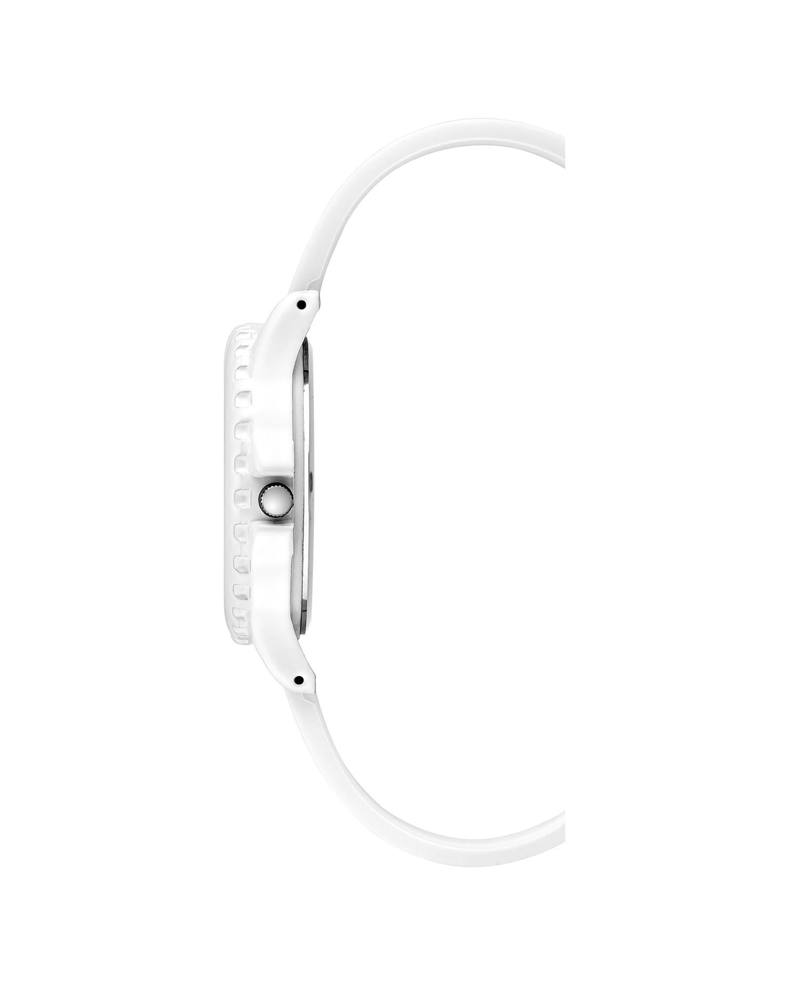 White Quartz Fashion Watch with Rhinestone Detail One Size Women-Women&