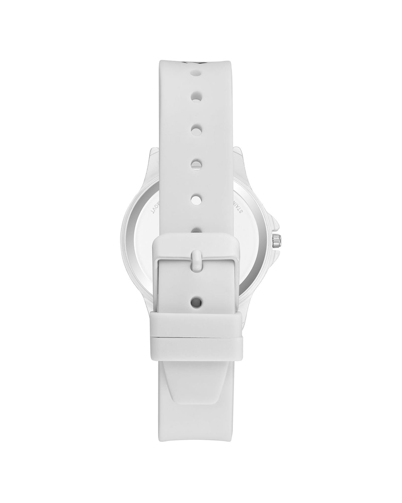 White Quartz Fashion Watch with Rhinestone Detail One Size Women-Women&