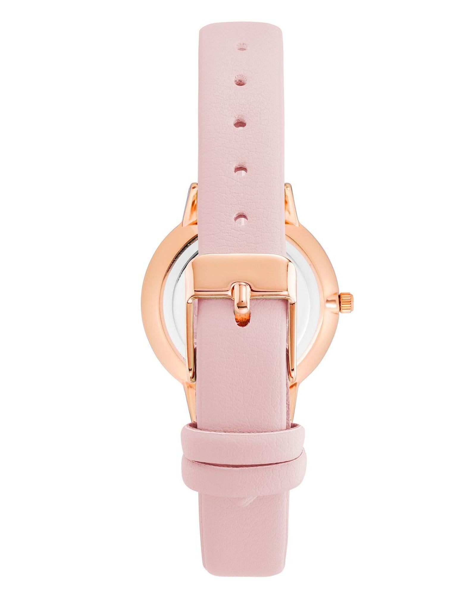 Rose Gold Fashion Quartz Watch with Leatherette Wristband One Size Women-Women&