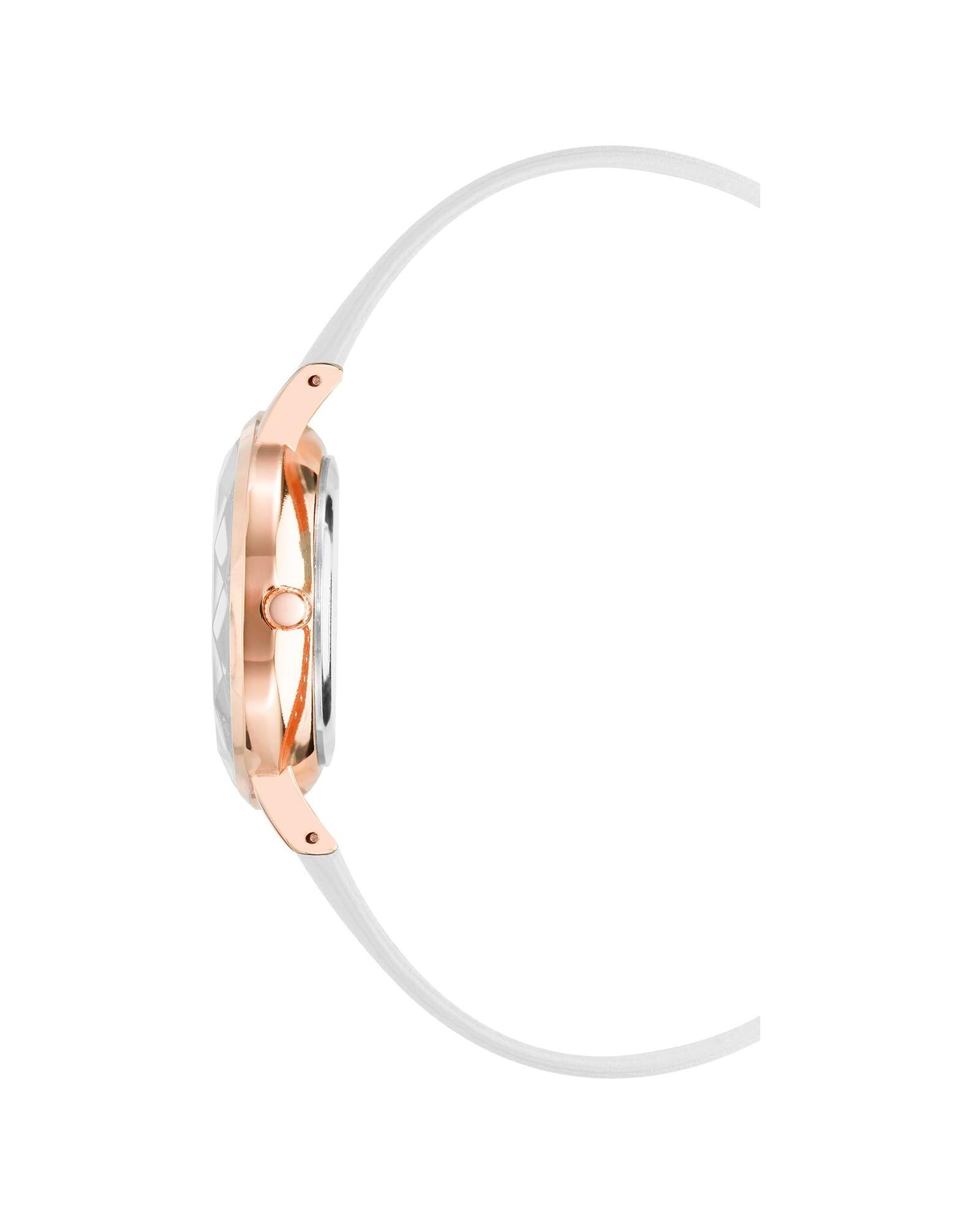Rose Gold Fashion Womens Analog Watch with Leatherette Wristband One Size Women-Women&