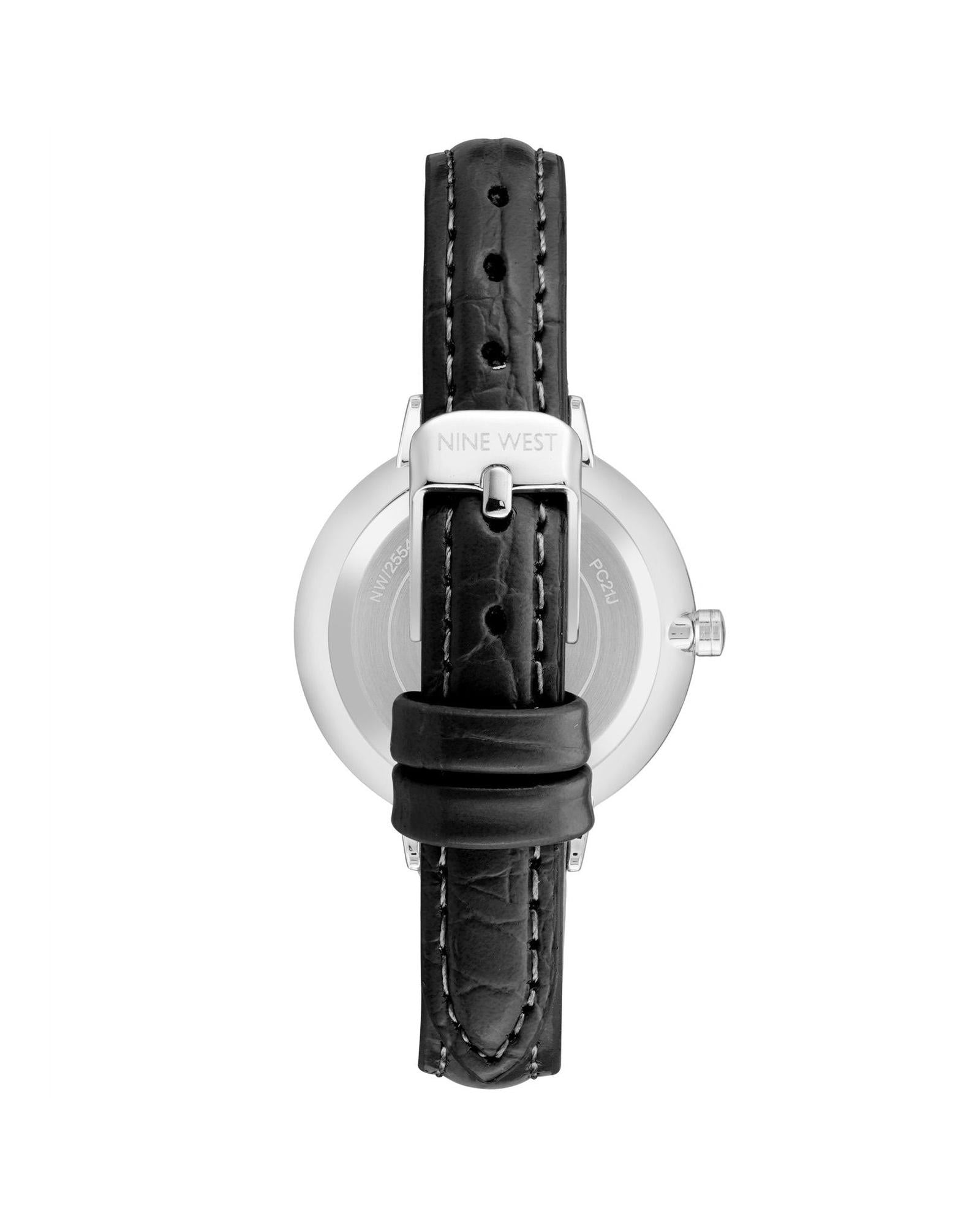 Silver Analog Rhine Stone Fashion Watch with Leatherette Strap One Size Women-Women&