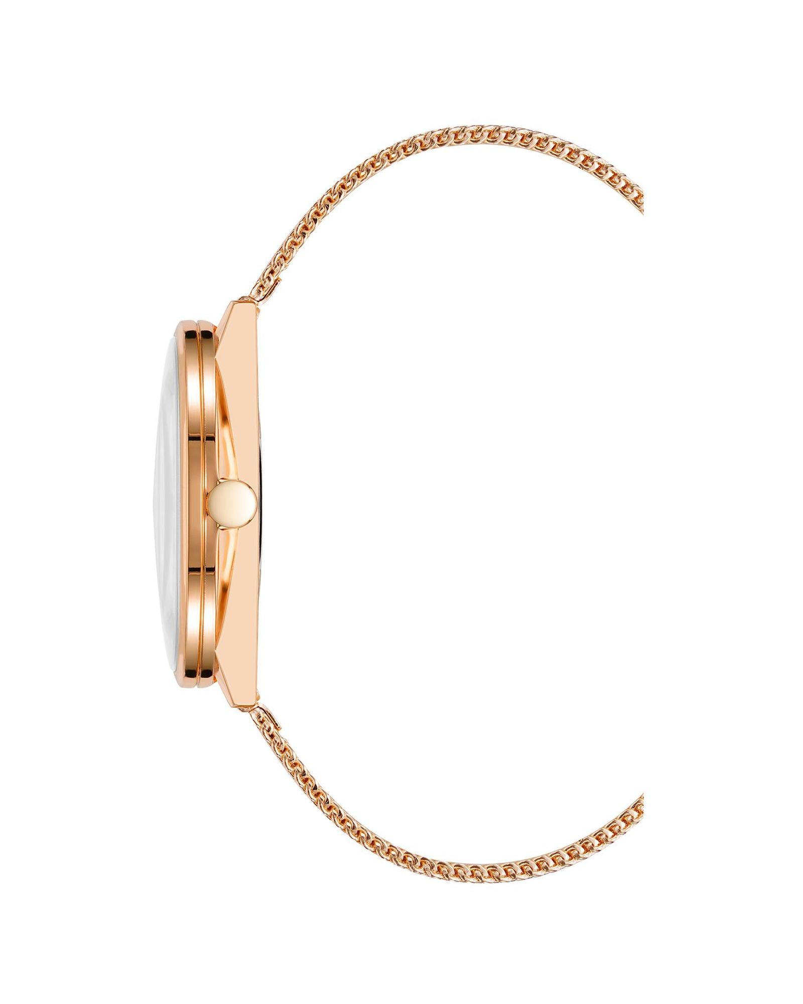Rose Gold Stainless Steel Mesh Bangle Watch One Size Women-Women&
