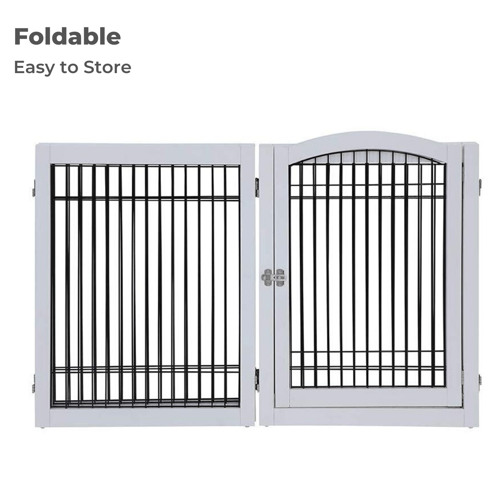 Wooden Dog Pen and Six Panel Pet Gate, White-Pet Care > Dog Supplies-PEROZ Accessories