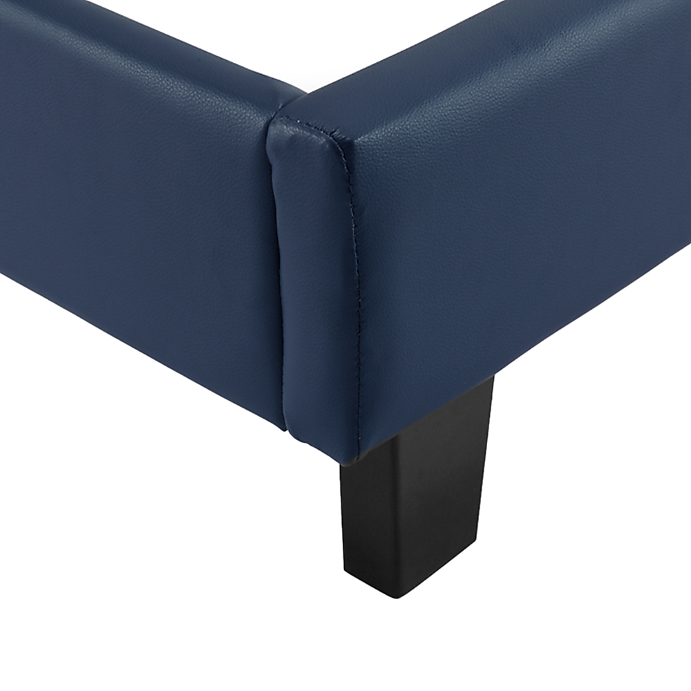 Single PU Leather Bed Frame Blue-Bed Frames-PEROZ Accessories