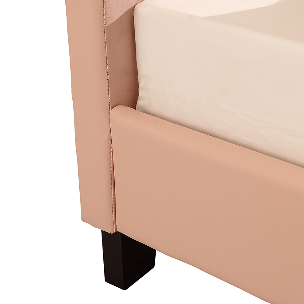 Single PU Leather Bed Frame Pink-Bed Frames-PEROZ Accessories