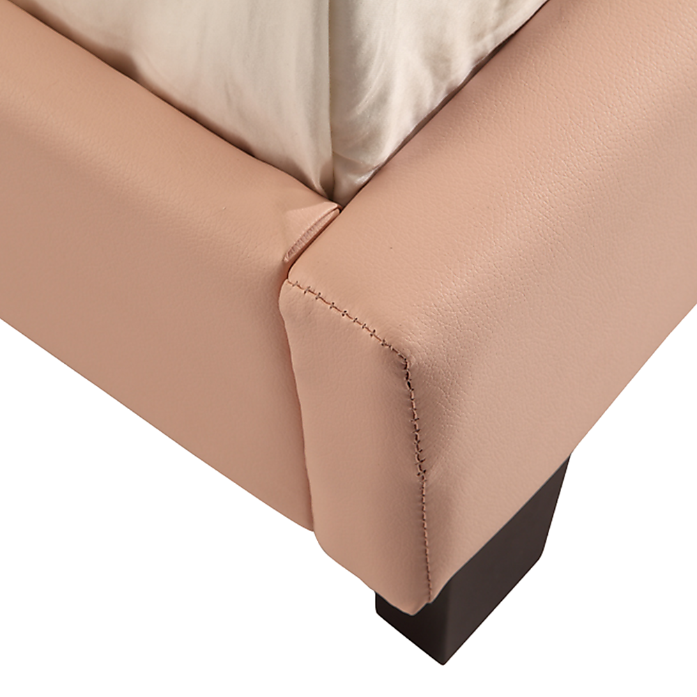Single PU Leather Bed Frame Pink-Bed Frames-PEROZ Accessories
