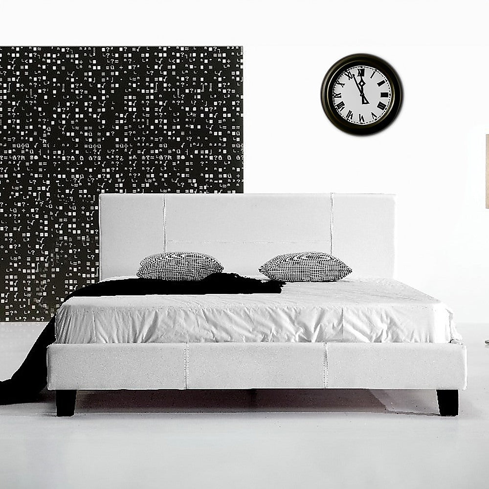 Double PU Leather Bed Frame White-Bed Frames-PEROZ Accessories