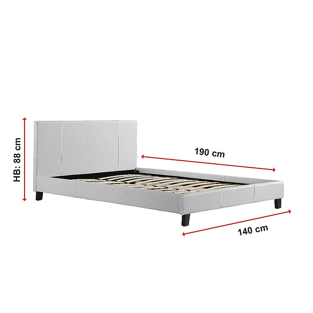 Double PU Leather Bed Frame White-Bed Frames-PEROZ Accessories