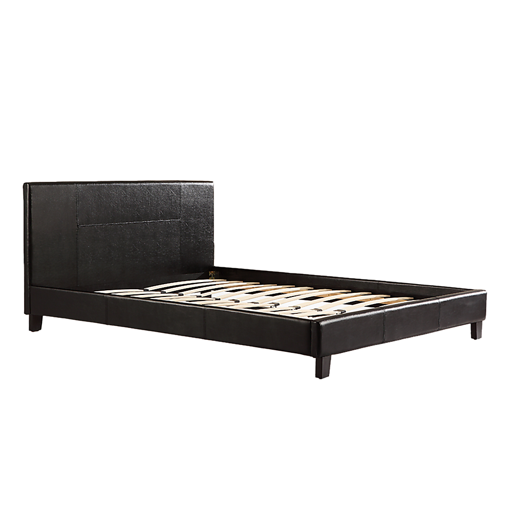 Double PU Leather Bed Frame Black-Furniture > Bedroom-PEROZ Accessories