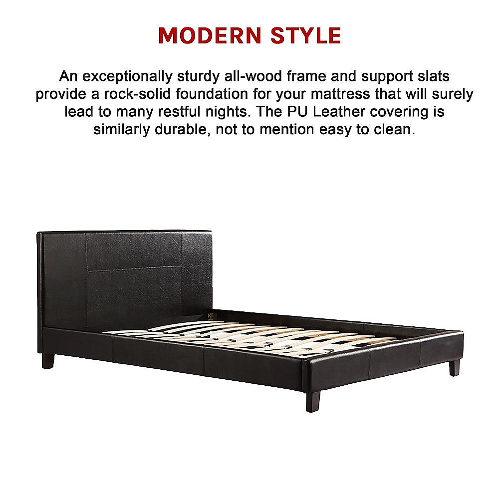 Double PU Leather Bed Frame Black-Furniture > Bedroom-PEROZ Accessories