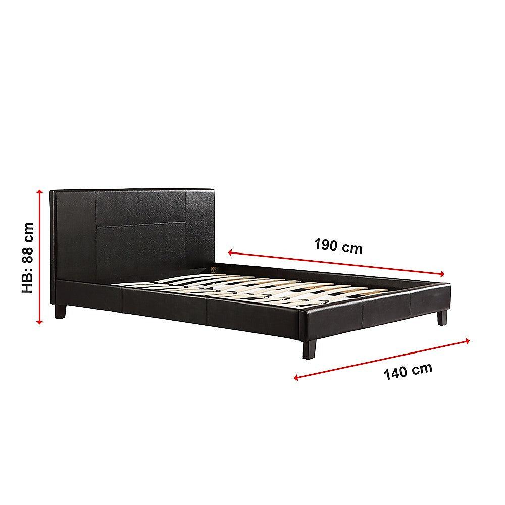 Double PU Leather Bed Frame Black-Furniture > Bedroom-PEROZ Accessories