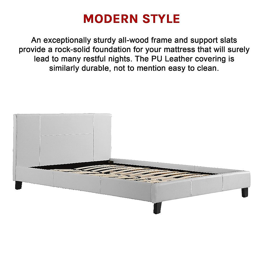 Queen PU Leather Bed Frame White-Furniture > Bedroom-PEROZ Accessories