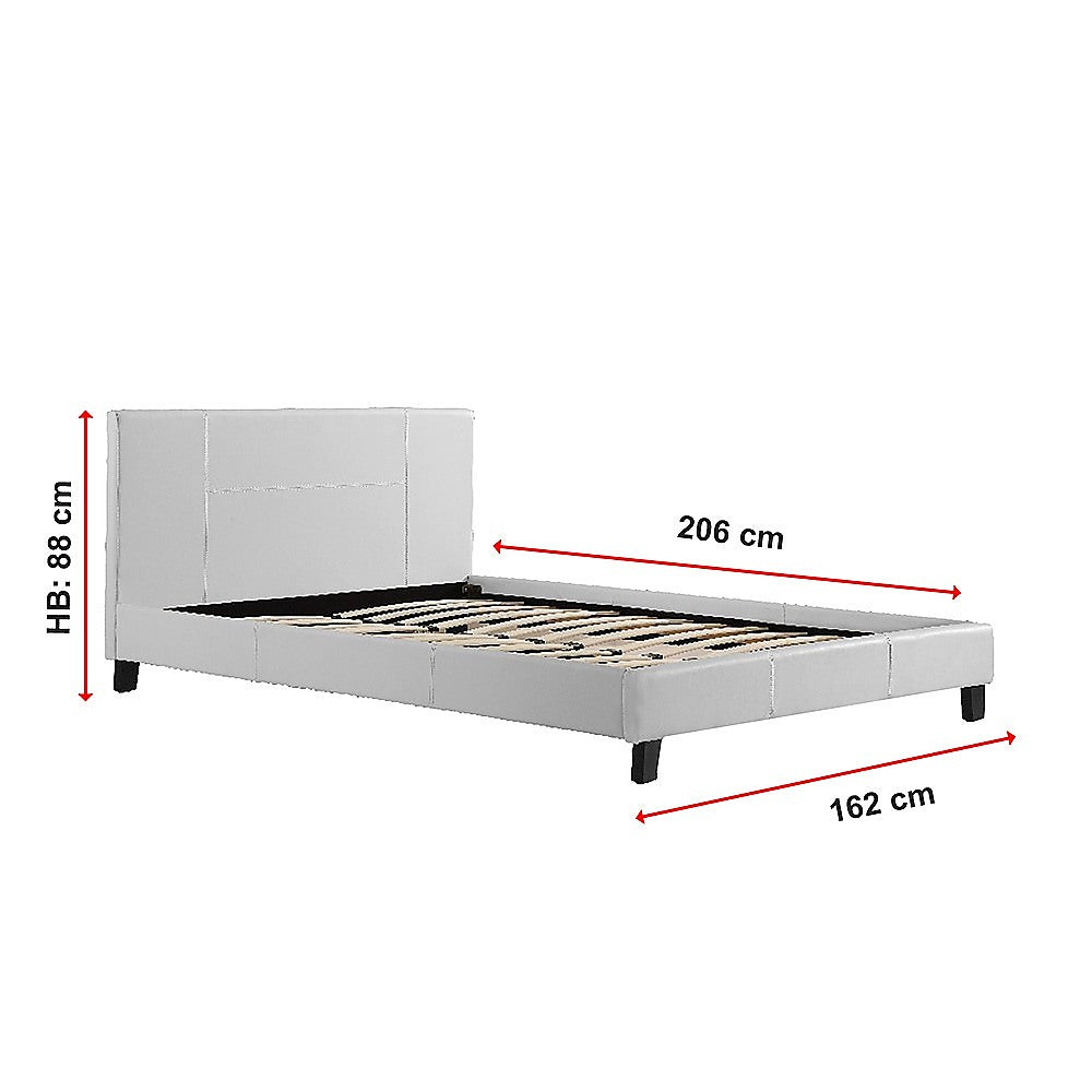 Queen PU Leather Bed Frame White-Furniture > Bedroom-PEROZ Accessories