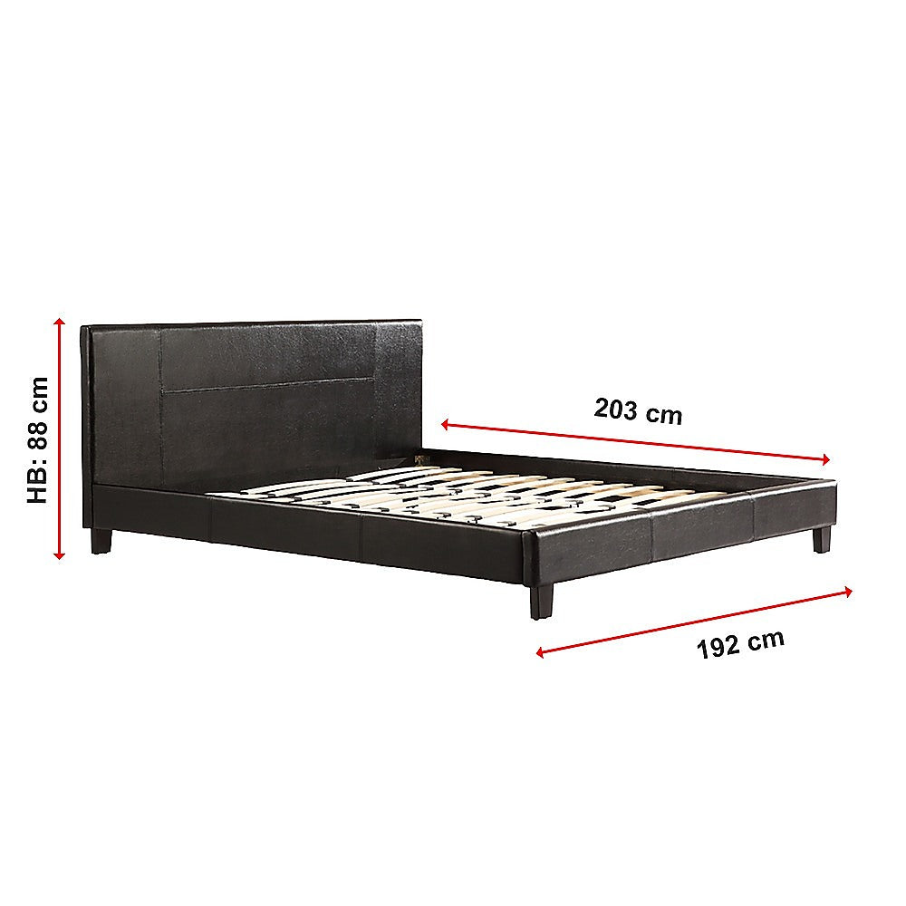 King PU Leather Bed Frame Brown-Furniture > Bedroom-PEROZ Accessories