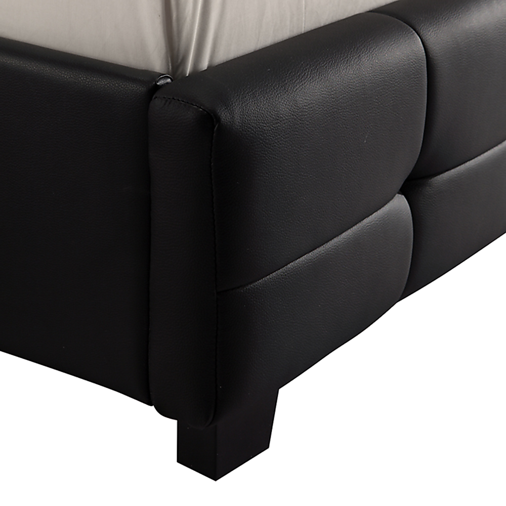 Double PU Leather Deluxe Bed Frame Black-Furniture > Bedroom-PEROZ Accessories