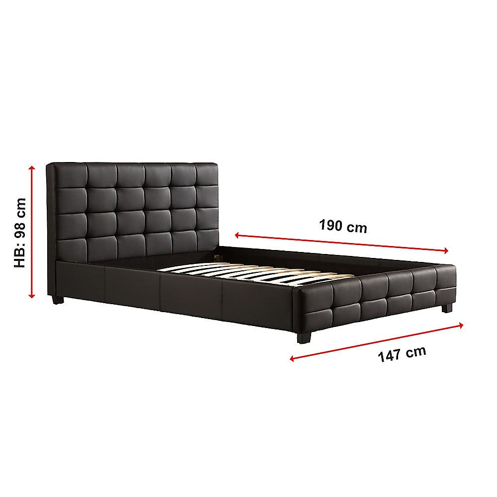 Double PU Leather Deluxe Bed Frame Black-Furniture > Bedroom-PEROZ Accessories