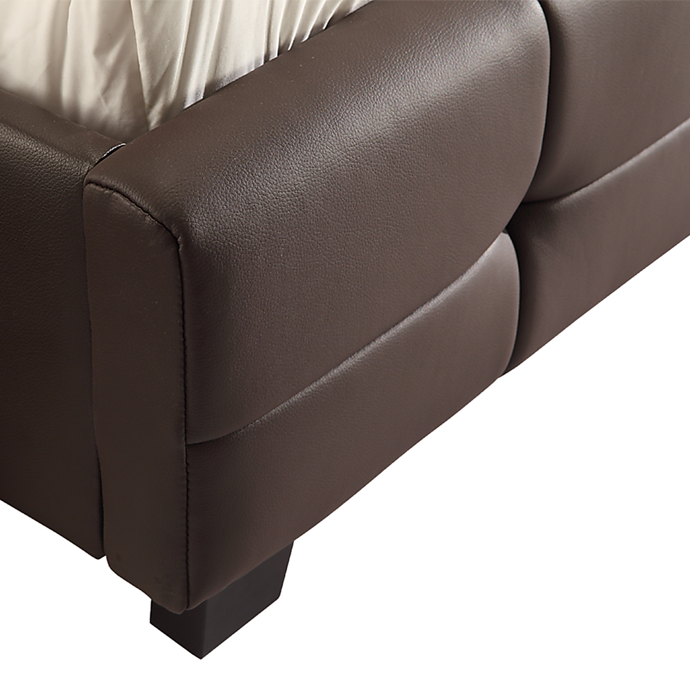 Queen PU Leather Deluxe Bed Frame Brown-Furniture > Bedroom-PEROZ Accessories