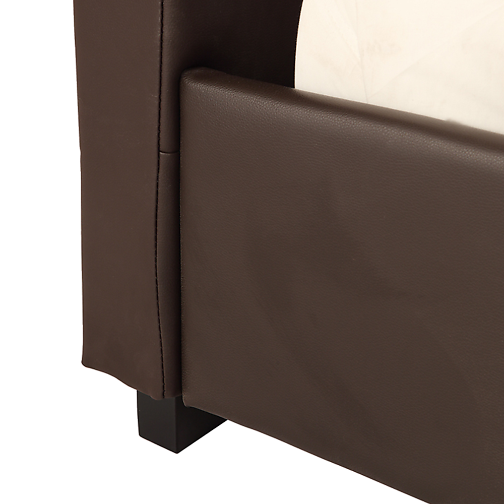 Queen PU Leather Deluxe Bed Frame Brown-Furniture > Bedroom-PEROZ Accessories