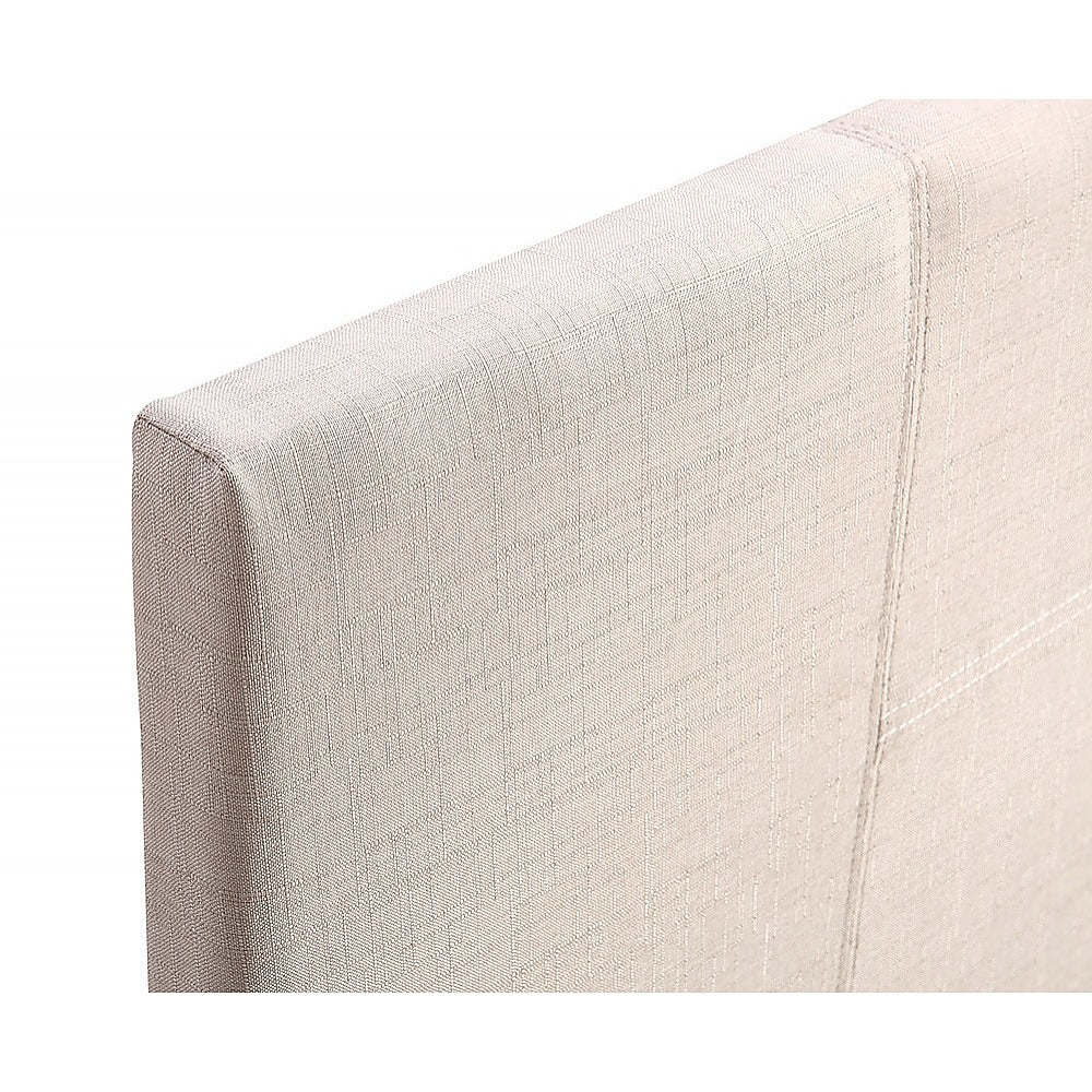 Single Linen Fabric Bed Frame Beige-Furniture > Bedroom-PEROZ Accessories